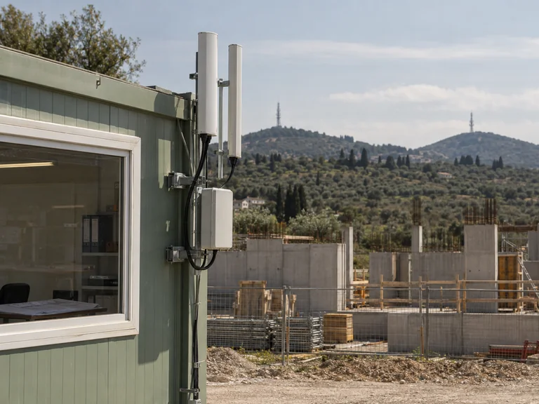 Antenne per la connessione del cantiere alle reti mobili.